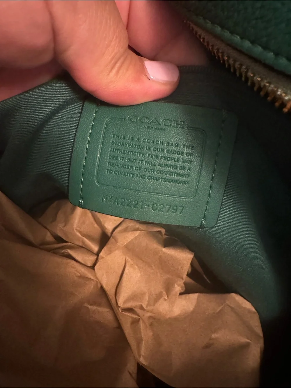 Coach Green and Light Gray Pebbled Leather Mini Backpack